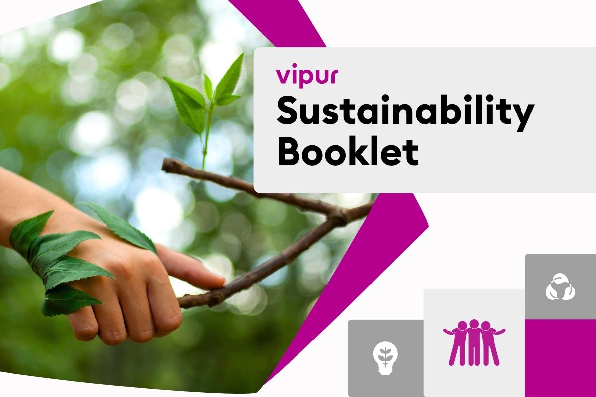 NachhaltigkeitsBooklet von vipur Vorschaubild. Eine symbolische Verbindung zwischen Mensch und Natur.
